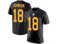 Men #18 Diontae Johnson Black Football Rush Pride Name & Number Pittsburgh Steelers T-Shirt