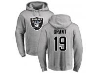 Men #19 Ryan Grant Ash Football Name & Number Logo Oakland Raiders Pullover Hoodie