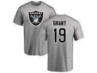 Men #19 Ryan Grant Ash Football Name & Number Logo Oakland Raiders T-Shirt