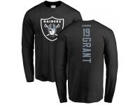 Men #19 Ryan Grant Black Football Backer Oakland Raiders Long Sleeve T-Shirt