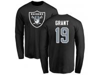 Men #19 Ryan Grant Olive Football Name & Number Logo Oakland Raiders Long Sleeve T-Shirt