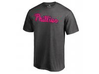 Men 2017 Mother's Day Philadelphia Phillies Pink Wordmark Heather Gray T-Shirt