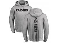 Men #24 Johnathan Abram Ash Football Backer Oakland Raiders Pullover Hoodie