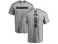 Men #24 Johnathan Abram Ash Football Backer Oakland Raiders T-Shirt