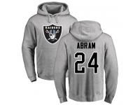 Men #24 Johnathan Abram Ash Football Name & Number Logo Oakland Raiders Pullover Hoodie