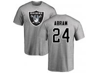 Men #24 Johnathan Abram Ash Football Name & Number Logo Oakland Raiders T-Shirt