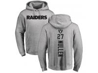 Men #27 Trayvon Mullen Ash Football Backer Oakland Raiders Pullover Hoodie