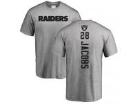 Men #28 Josh Jacobs Ash Football Backer Oakland Raiders T-Shirt