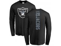 Men #28 Josh Jacobs Black Football Backer Oakland Raiders Long Sleeve T-Shirt