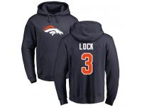 Men #3 Drew Lock Navy Blue Football Name & Number Logo Denver Broncos Pullover Hoodie