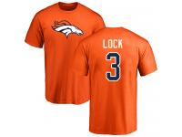 Men #3 Drew Lock Orange Football Name & Number Logo Denver Broncos T-Shirt