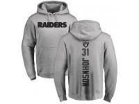 Men #31 Isaiah Johnson Ash Football Backer Oakland Raiders Pullover Hoodie