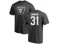 Men #31 Isaiah Johnson Ash Football One Color Oakland Raiders T-Shirt