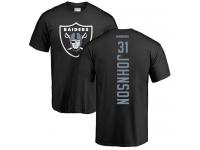 Men #31 Isaiah Johnson Black Football Backer Oakland Raiders T-Shirt