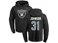 Men #31 Isaiah Johnson Black Football Name & Number Logo Oakland Raiders Pullover Hoodie