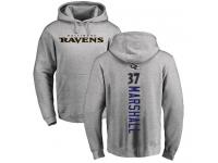 Men #37 Baltimore Ravens Iman Marshall Backer Ash Football Pullover Hoodie