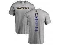 Men #37 Baltimore Ravens Iman Marshall Backer Ash Football T-Shirt