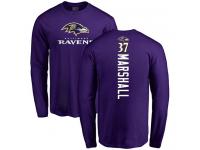 Men #37 Baltimore Ravens Iman Marshall Backer Purple Football Long Sleeve T-Shirt