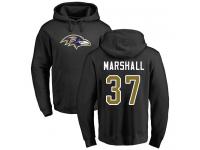 Men #37 Baltimore Ravens Iman Marshall Name & Number Logo Black Football Pullover Hoodie