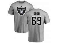 Men #69 Denzelle Good Ash Football Name & Number Logo Oakland Raiders T-Shirt