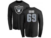 Men #69 Denzelle Good Olive Football Name & Number Logo Oakland Raiders Long Sleeve T-Shirt