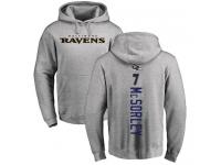 Men #7 Baltimore Ravens Trace McSorley Backer Ash Football Pullover Hoodie