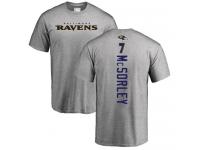 Men #7 Baltimore Ravens Trace McSorley Backer Ash Football T-Shirt