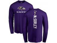 Men #7 Baltimore Ravens Trace McSorley Backer Purple Football Long Sleeve T-Shirt