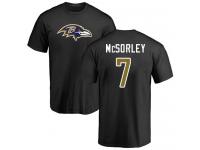 Men #7 Baltimore Ravens Trace McSorley Name & Number Logo Black Football T-Shirt