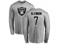 Men #7 Mike Glennon Ash Football Name & Number Logo Oakland Raiders Long Sleeve T-Shirt