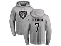 Men #7 Mike Glennon Ash Football Name & Number Logo Oakland Raiders Pullover Hoodie