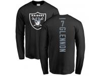 Men #7 Mike Glennon Black Football Backer Oakland Raiders Long Sleeve T-Shirt