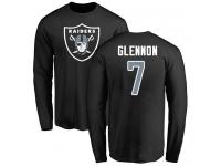 Men #7 Mike Glennon Olive Football Name & Number Logo Oakland Raiders Long Sleeve T-Shirt