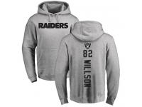 Men #82 Luke Willson Ash Football Backer Oakland Raiders Pullover Hoodie