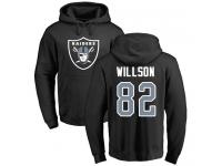 Men #82 Luke Willson Black Football Name & Number Logo Oakland Raiders Pullover Hoodie