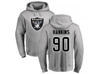 Men #90 Johnathan Hankins Ash Football Name & Number Logo Oakland Raiders Pullover Hoodie