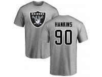 Men #90 Johnathan Hankins Ash Football Name & Number Logo Oakland Raiders T-Shirt