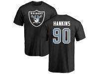 Men #90 Johnathan Hankins Black Football Name & Number Logo Oakland Raiders T-Shirt