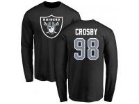 Men #98 Maxx Crosby Olive Football Name & Number Logo Oakland Raiders Long Sleeve T-Shirt