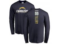 Men #99 Jerry Tillery Navy Blue Football Backer Los Angeles Chargers Long Sleeve T-Shirt