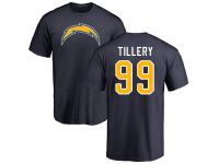 Men #99 Jerry Tillery Navy Blue Football Name & Number Logo Los Angeles Chargers T-Shirt