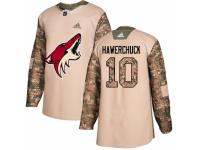 Men Adidas Arizona Coyotes #10 Dale Hawerchuck Camo Veterans Day Practice NHL Jersey