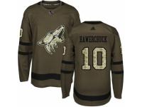 Men Adidas Arizona Coyotes #10 Dale Hawerchuck Green Salute to Service NHL Jersey