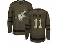 Men Adidas Arizona Coyotes #11 Brendan Perlini Green Salute to Service NHL Jersey
