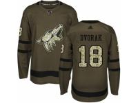 Men Adidas Arizona Coyotes #18 Christian Dvorak Green Salute to Service NHL Jersey