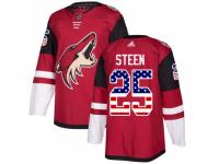 Men Adidas Arizona Coyotes #25 Thomas Steen Red USA Flag Fashion NHL Jersey