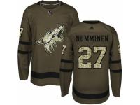 Men Adidas Arizona Coyotes #27 Teppo Numminen Green Salute to Service NHL Jersey