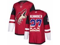 Men Adidas Arizona Coyotes #27 Teppo Numminen Red USA Flag Fashion NHL Jersey