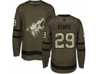 Men Adidas Arizona Coyotes #29 Mario Kempe Green Salute to Service NHL Jersey