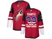 Men Adidas Arizona Coyotes #32 Antti Raanta Red USA Flag Fashion NHL Jersey
